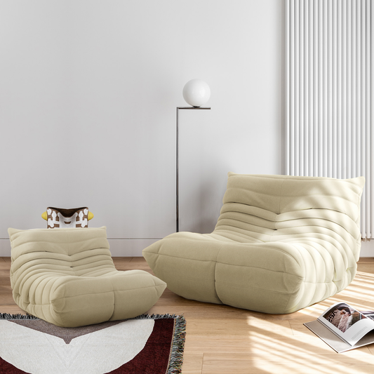 Togo Sofa, Soft Suede Lounge Chair Lazy Sofa Bean Bag Chair Floor Sofa for Living Room Bedroom Salon Office, Beige Furniture > Chairs > Floor Chairs Furgle Beige Upgarde Suede Adult & Kid