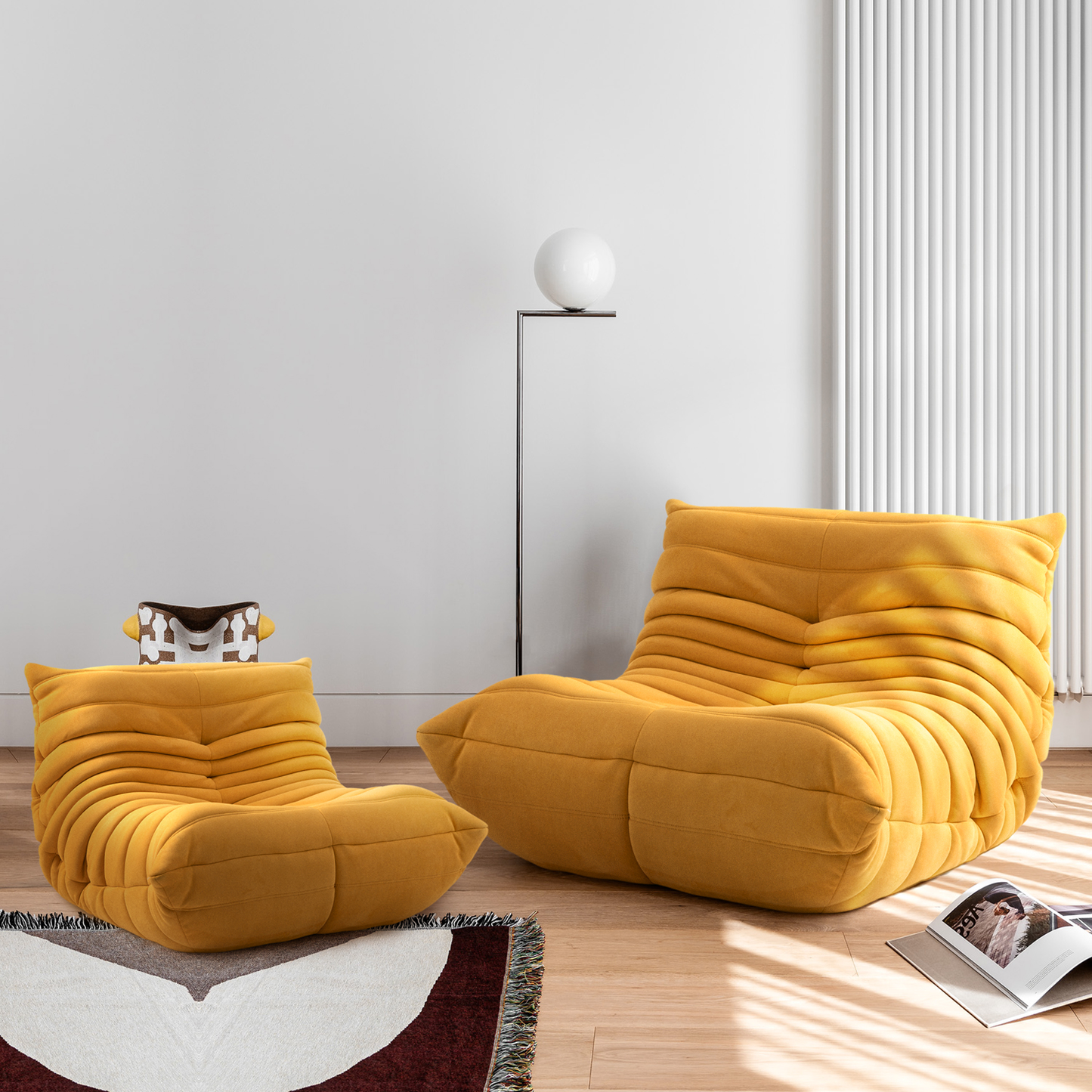 Togo Sofa, Soft Suede Lounge Chair Lazy Sofa Bean Bag Chair Floor Sofa for Living Room Bedroom Salon Office, Beige Furniture > Chairs > Floor Chairs Furgle Gold Yellow Upgarde Suede Adult & Kid