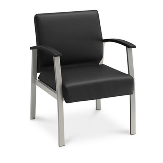 Compass Guest Chair with Arms Black Solid Polyurethane/Silver Legs
