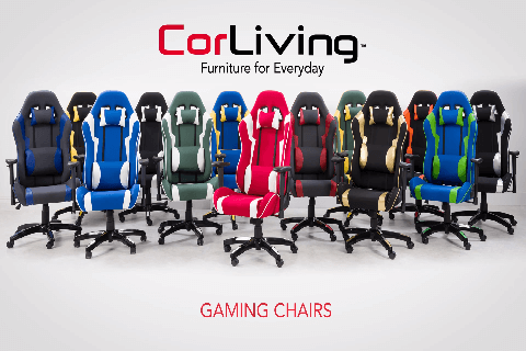 CorLiving High Back Adjustable Ergonomic Gaming Chair, Blue