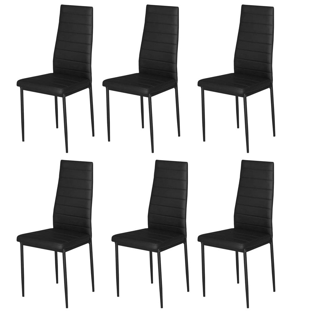 92cm Height Upholstered Leather DINING CHAIR Set of 6 Dining Chairs Living and Home Black