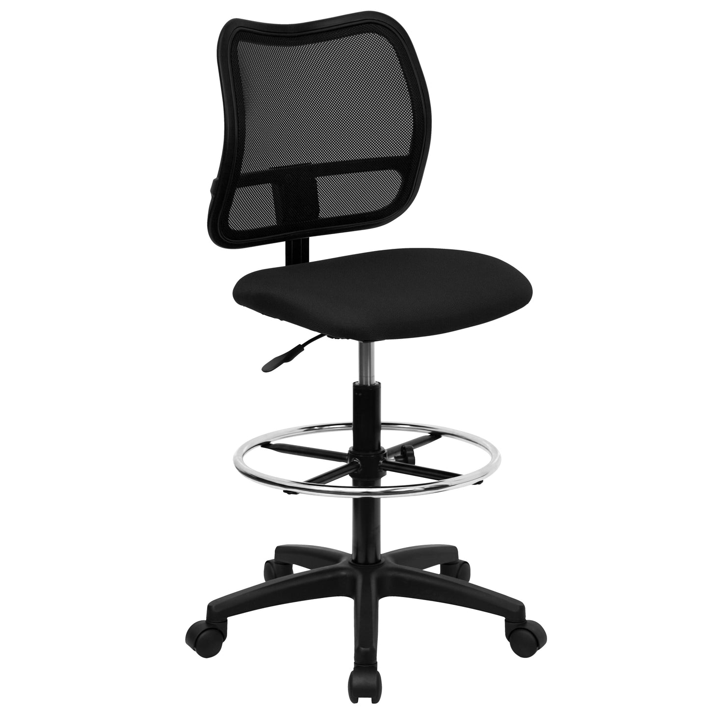 A Line Furniture Office Armless Ventilated Black Mesh Back Drafting Chair