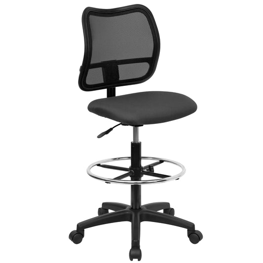 A Line Furniture Office Armless Ventilated Black Mesh Back/Grey Fabric Seat Drafting Chair