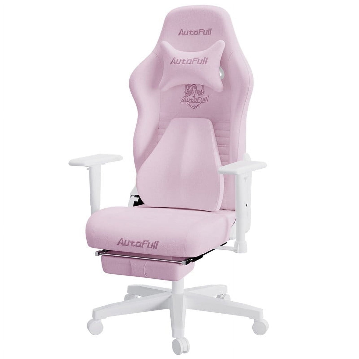 AutoFull Gaming Office Desk Ergonomic Lumbar Support, Racing Style fabric High Back Adjustable Swivel Task Chair with Footrest£¬Pink