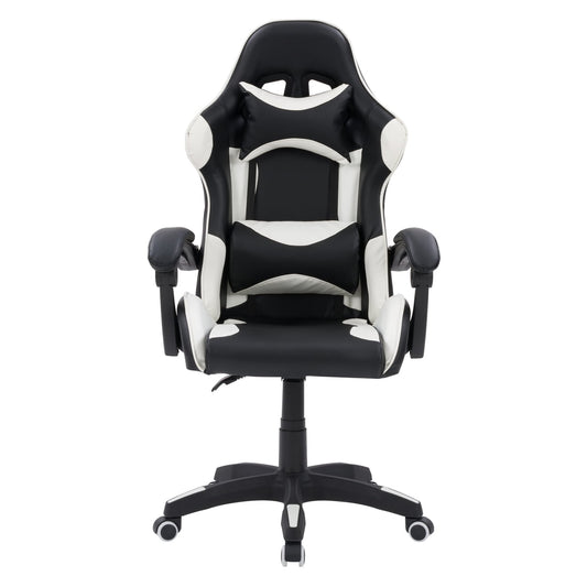 CorLiving Ravagers Vinyl Fabric Gaming Chair in Black and White