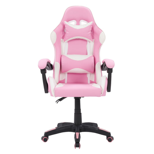 CorLiving Ravagers Vinyl Fabric Gaming Chair in Pink and White