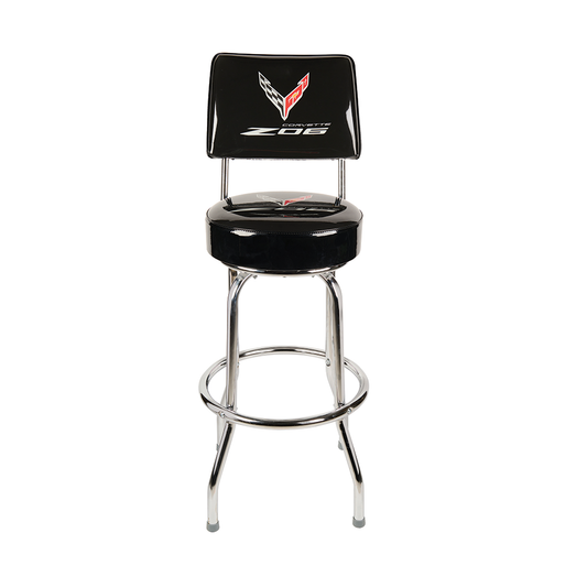 C8 Corvette Z06 Counter/Pub Stool with Back Rest - Black