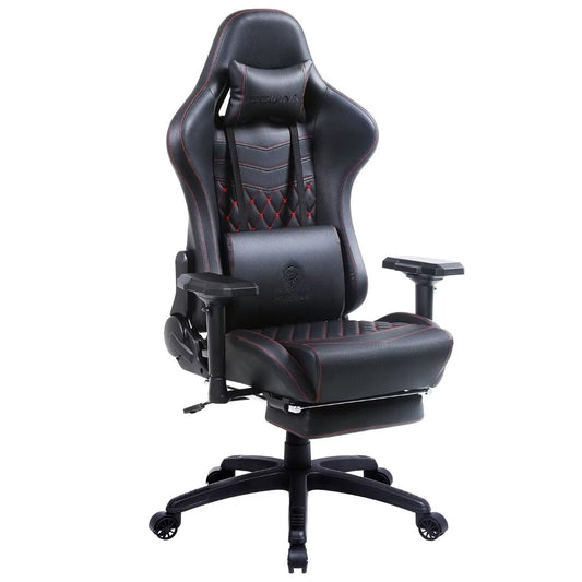 Dowinx Gaming Chair Ergonomic Racing Style Recliner with Massage Lumbar Support,4D armrests Gamer Chair for Computer PU Leather with Retractable Footrest, Black
