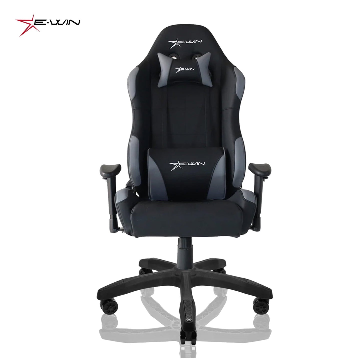 E-WIN 400LB Racing Style Ergonomic Gaming Chair Office Chair,High Back Computer Desk Chair with Headrest and Lumbar Support-Black/Grey