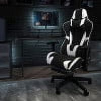 Emma + Oliver Racing Gaming Ergonomic Chair with Reclining Back, Footrest in Black LeatherSoft