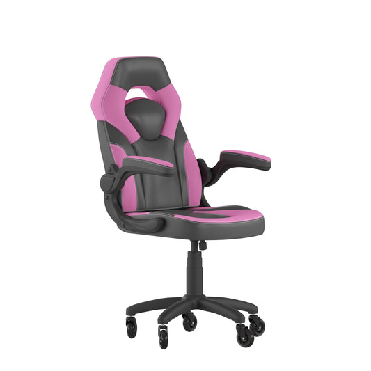 Flash Furniture X10 Faux Leather High Back Gaming Chair with Arms, 250 lb, Black/Pink