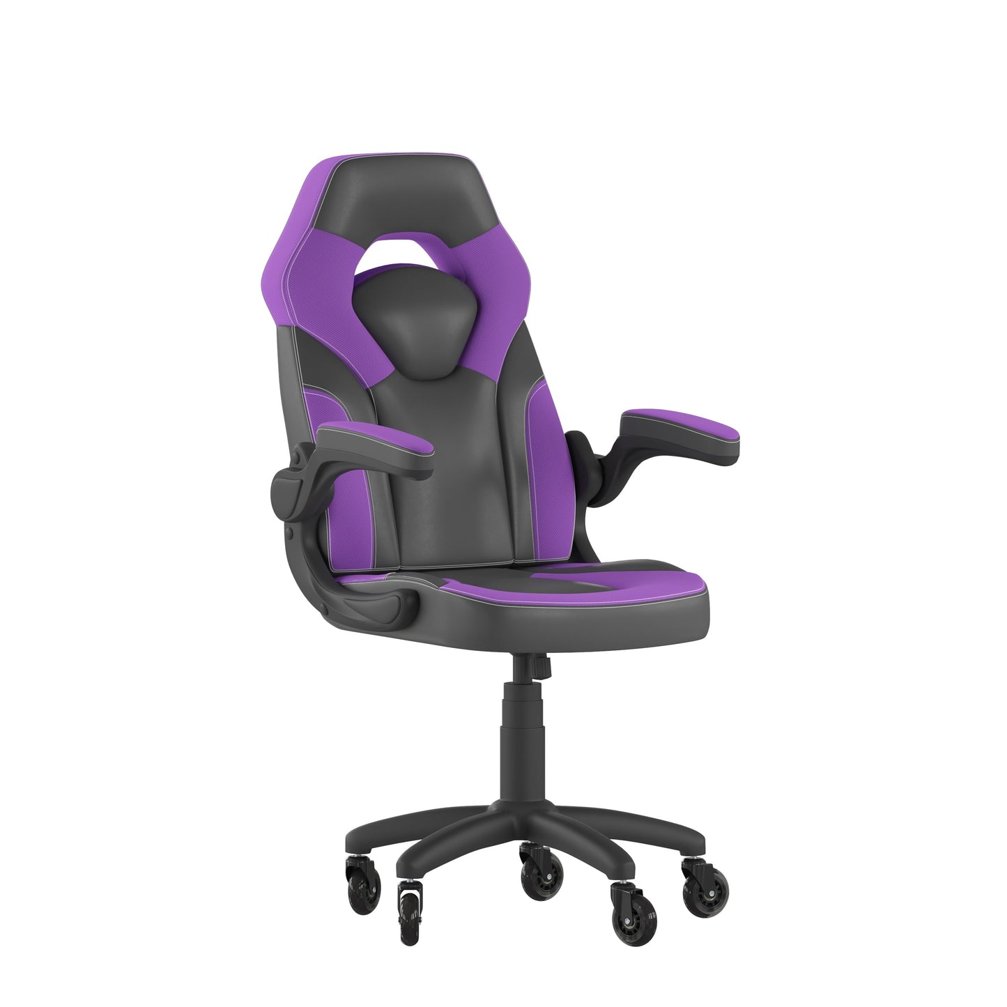 Flash Furniture X10 Faux Leather High Back Gaming Chair with Arms, 250 lb, Black/Purple