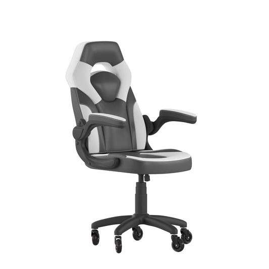 Flash Furniture X10 Faux Leather High Back Gaming Chair with Arms, 250 lb, Black/White