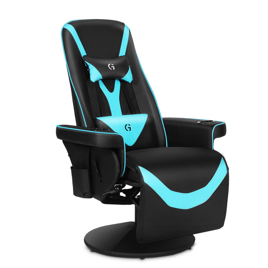 G-ROCKER Queen Throne Video Gaming Chair Ergonomic Recliner Racing Chair, High Back Swivel Chair with Footrest and Adjustable Backrest, Lumbar Support, Headrest and Cupholders, Black Blue