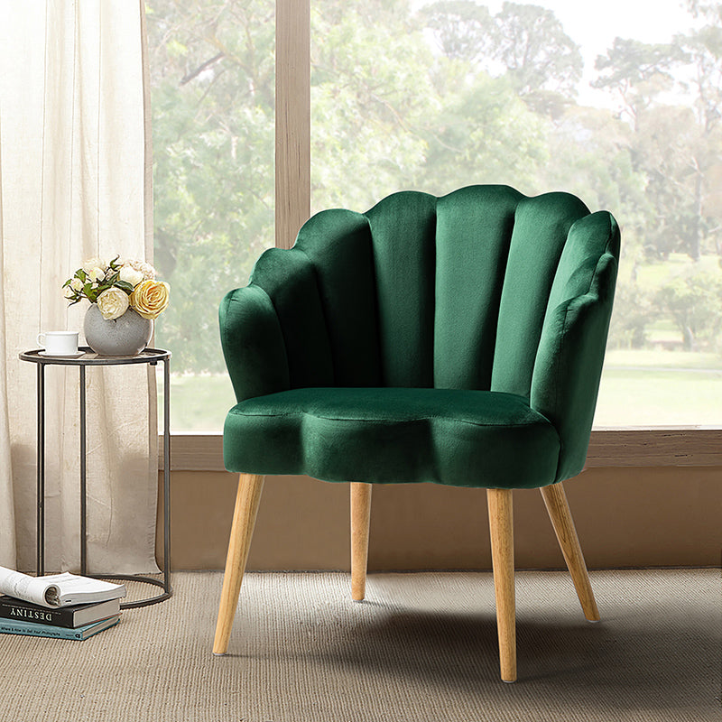 Ariel Scalloped Velvet Armchair