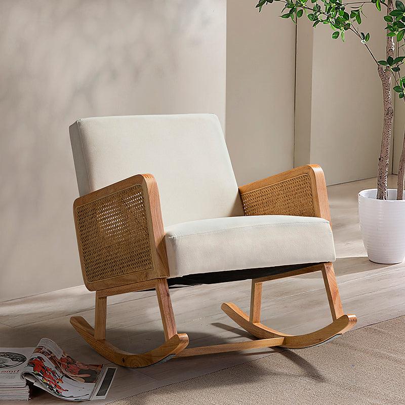 Yamat Velvet Rocking Chair with Cane Arms - Hulala Home