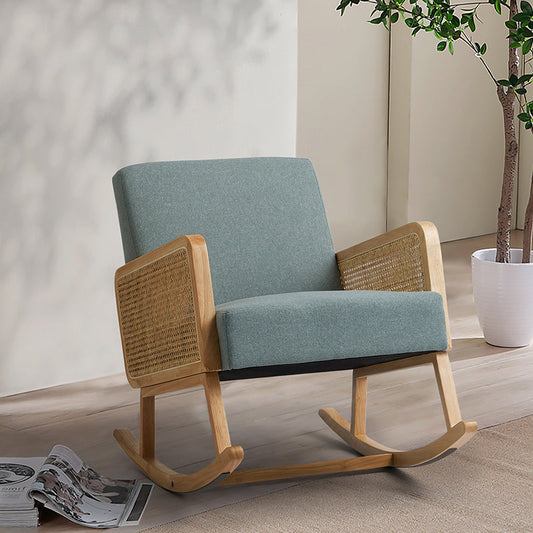 Yamat Velvet Rocking Armchair with Cane Arms