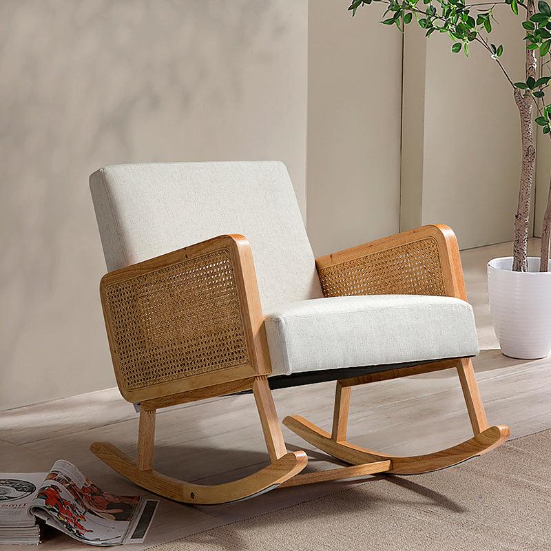Yamat Velvet Rocking Chair with Cane Arms - Hulala Home