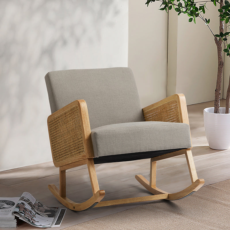 Yamat Velvet Rocking Armchair with Cane Arms