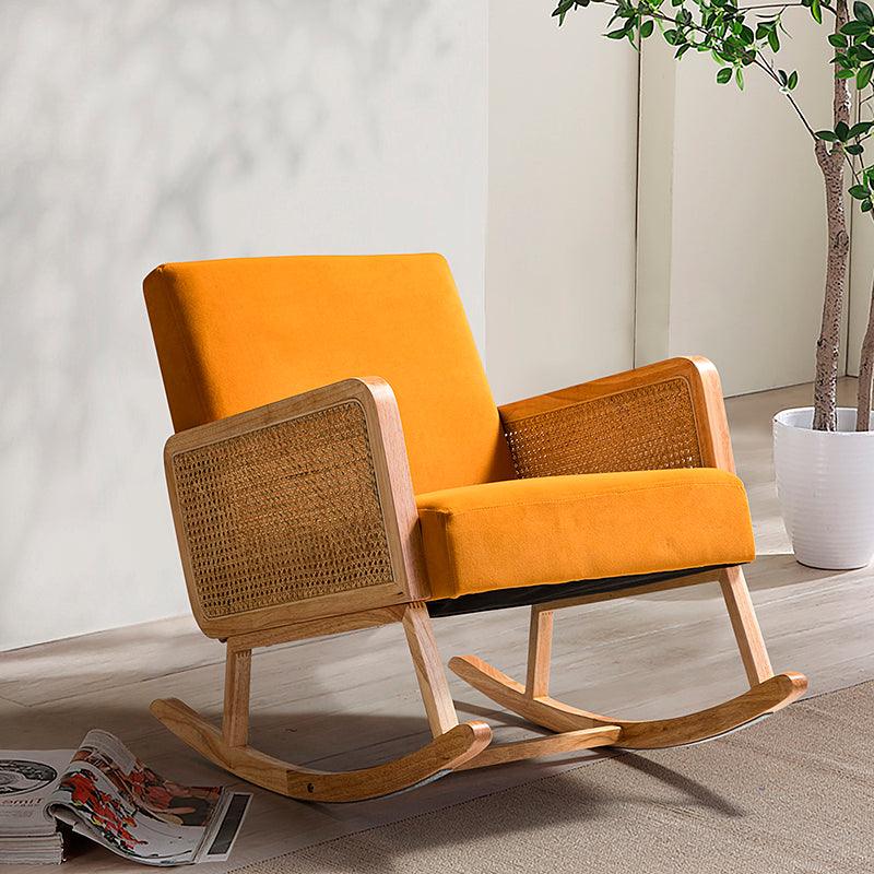 Yamat Velvet Rocking Chair with Cane Arms - Hulala Home