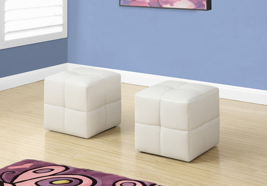 Ottoman - 2Pcs Set / Juvenile / White Leather-Look