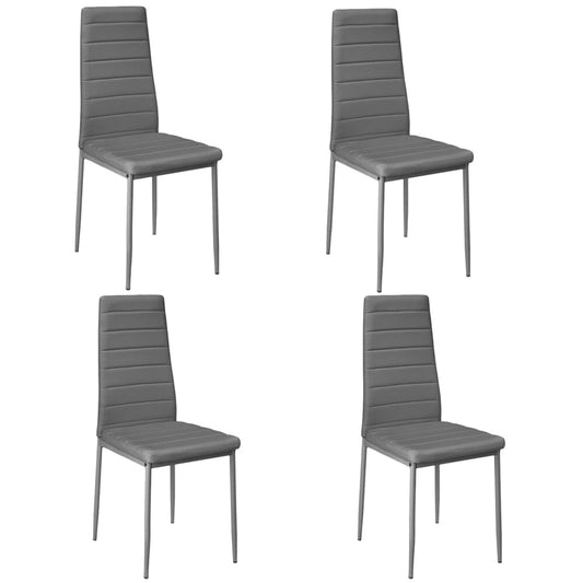 Set of 4 Leather Upholstered Dining Chairs with Metal Legs Dining Chairs Living and Home Grey