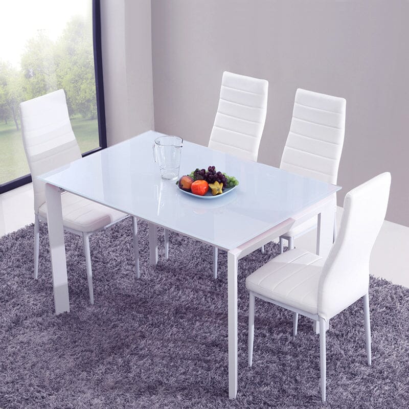 Set of 4 Leather Upholstered Dining Chairs with Metal Legs Dining Chairs Living and Home White