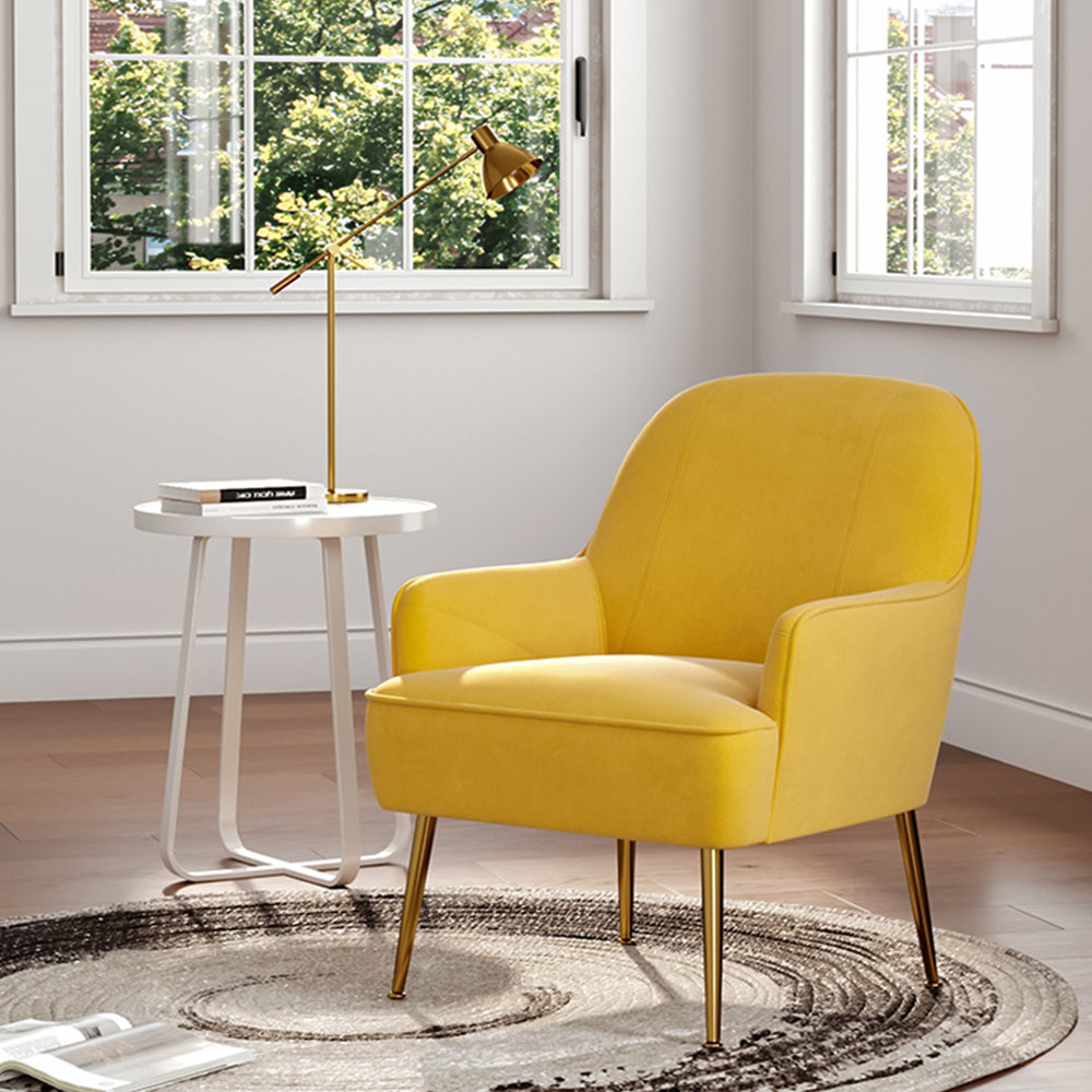 Leisure Velvet Armchair Accent Chair Living and Home Yellow