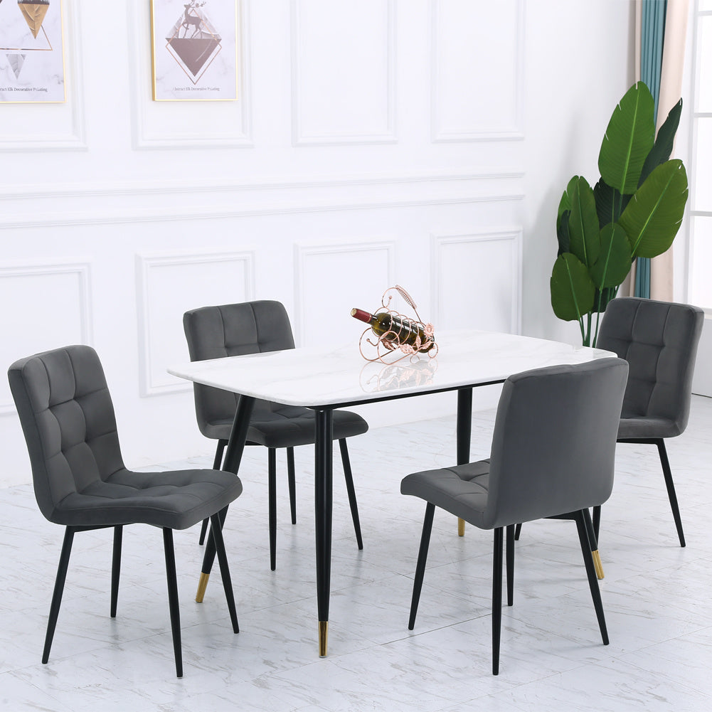 W 44cm Retro Velvet Accent Desk Chair Dining Chairs (Set of 4) Dining Chairs Living and Home Grey