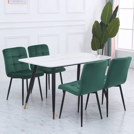 44cm Wide Retro Velvet Accent Desk Chair Dining Desk Chairs Dining Chairs Living and Home Green