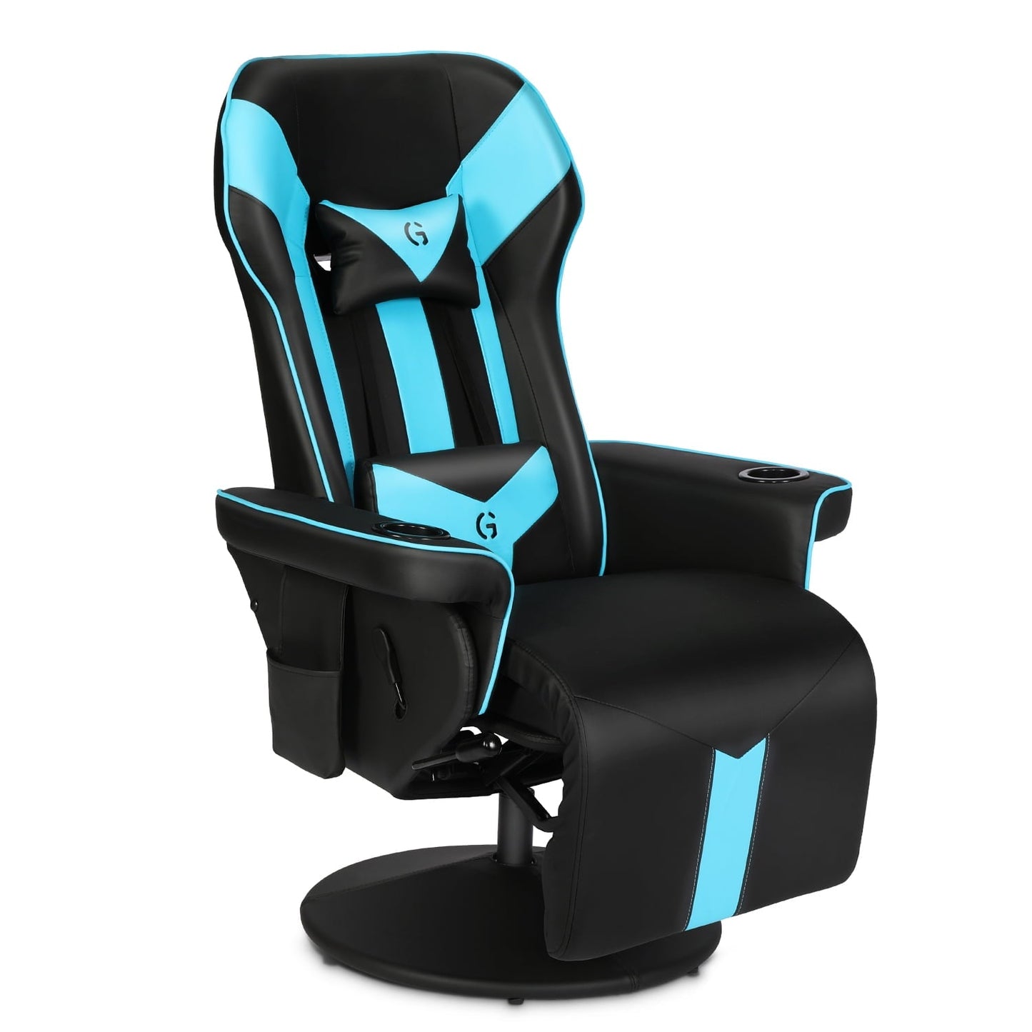 King Throne Ergonomic Gaming Chair High Back Video Racing Chair Swivel Recliner Chair with Footrest, Adjustable Backrest, Headrest, Lumbar Support, Cupholders, Black Blue