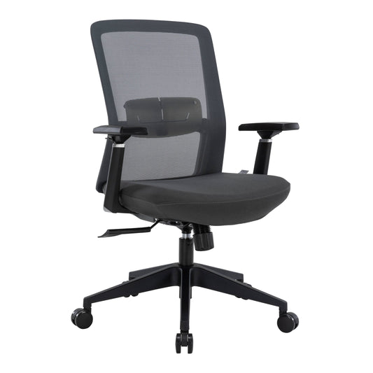 LeisureMod Ingram Modern Adjustable Height Office Task Chair with Adjustable Armrests and 360 Degree Swivel with Seat Cover (Grey/Grey)