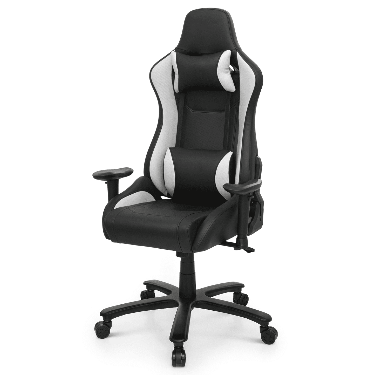 Magshion Gaming Chair PU Leather High Back Reclining Gaming Chair Adjustable Height with Headrest and Lumbar Pillow for Home Office, White