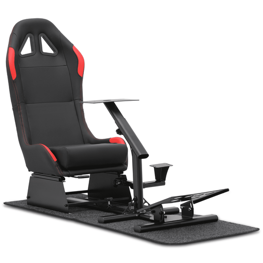 Magshion Racing Simulator Cockpit Gaming Chair Game Seat with Carpet Rug Fit for Logitech G25, G27, G29, G920 Thrustmaster T500RS, T300RS, PS5 Xbox Steering Wheel Stand, Red
