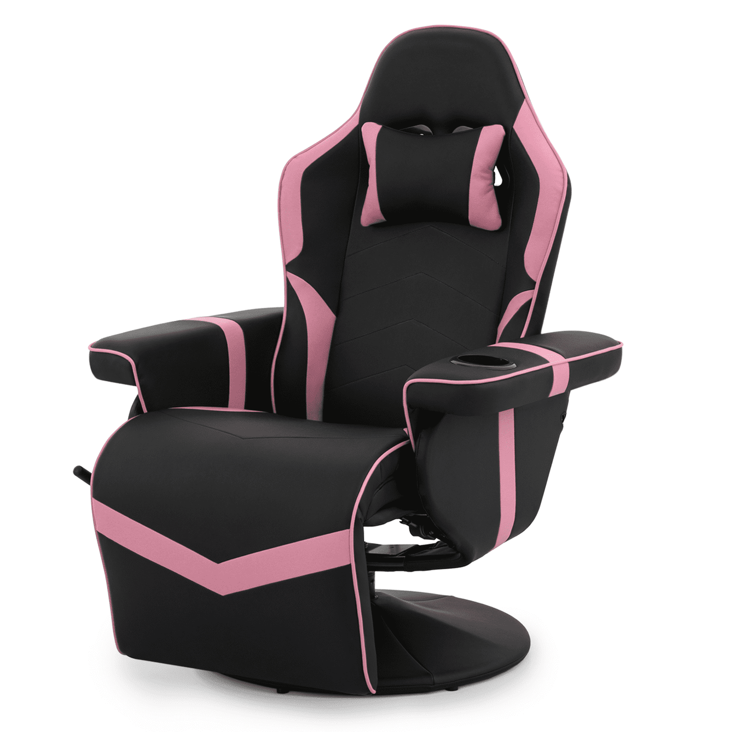 Magshion Racing Style Video Gaming Chair PU Leather Ergonomic Reclining Computer Chair with Adjustable Backrest and Footrest Cup Holder Pillow for Girls, Pink