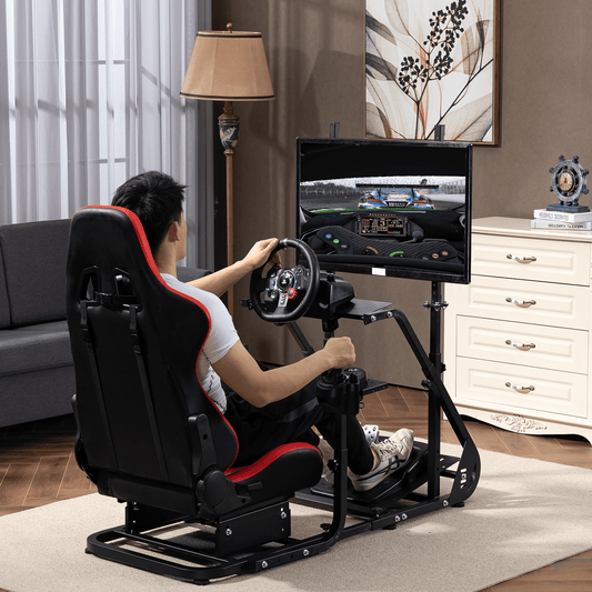Marada Racing Simulator Cockpit with Monitor Stand, Gaming Chair Fit for G923 G920 T500 Fanatec T3PA/Tgt