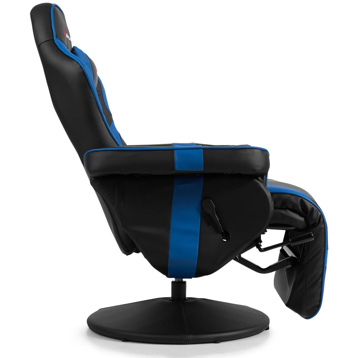 Massage Gaming Recliner, High Back Swivel Home Office Chair w/Adjustable Backrest & Footrest for Gaming, Blue