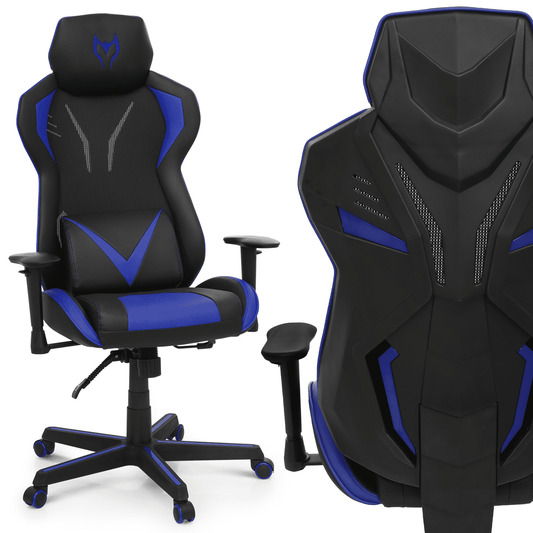 MoNiBloom Ergonomic Gaming Chair Racing Style with Lumbar Support, Executive Adult Gamer Chair for Comfortable Gaming, Blue