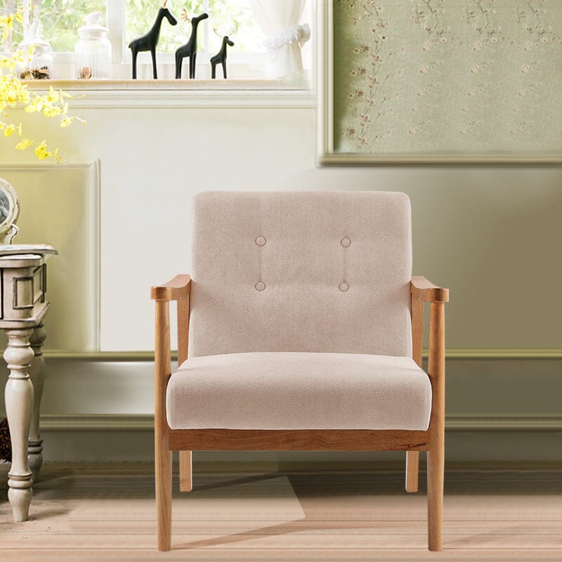 Wooden Armchair Upholstered Occasional Chair Lounge Chairs Living and Home 74cm W x 70cm L x 81cm H Beige