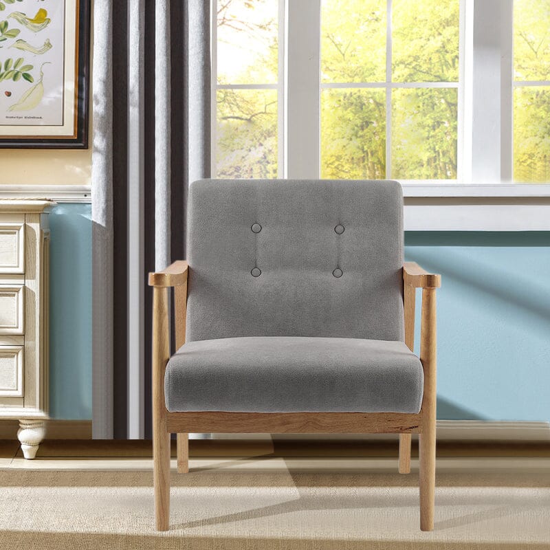 Wooden Armchair Upholstered Occasional Chair Lounge Chairs Living and Home 74cm W x 70cm L x 81cm H Grey