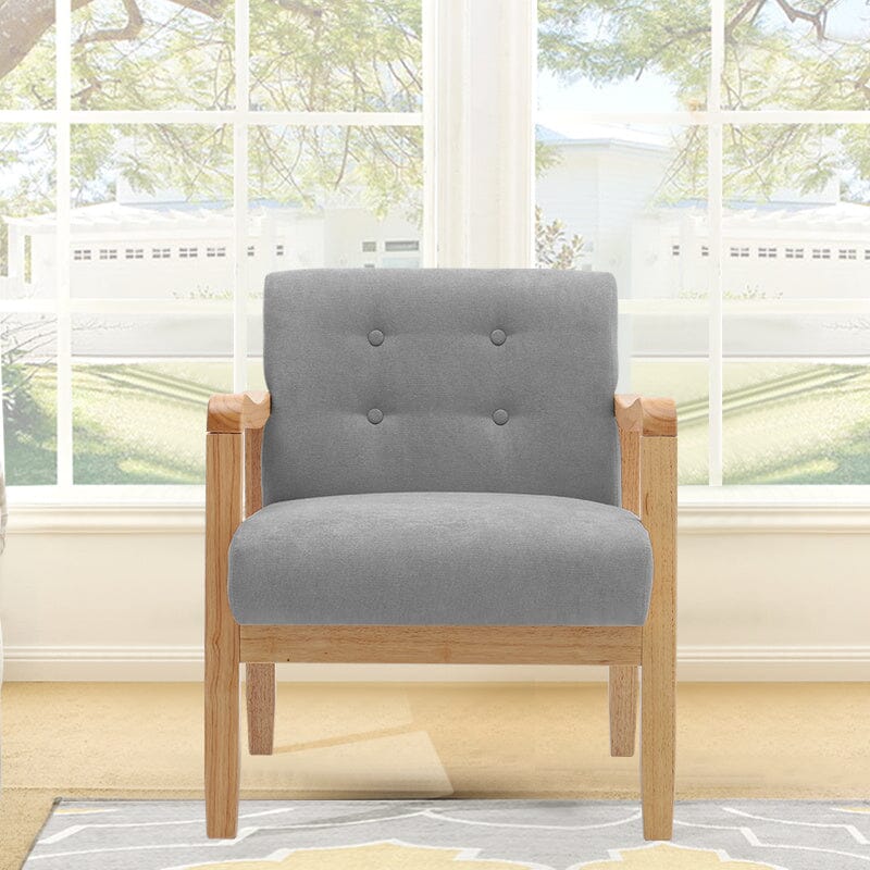 Wooden Armchair Upholstered Occasional Chair Lounge Chairs Living and Home 70cm W x 63cm L x 78cm H Grey