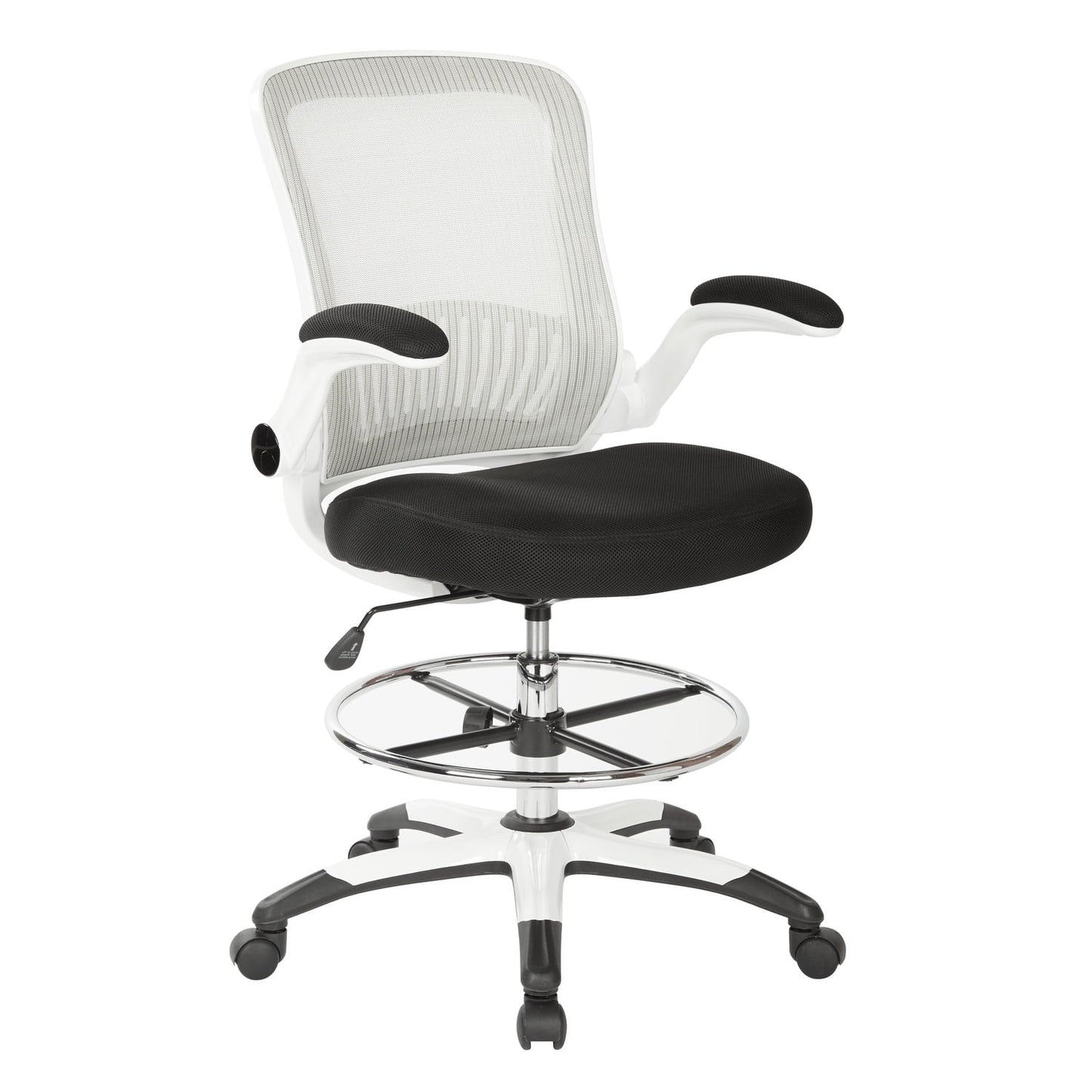 Office Star Products Mesh Back Drafting Chair with Black Mesh Seat and Adjustable Footring