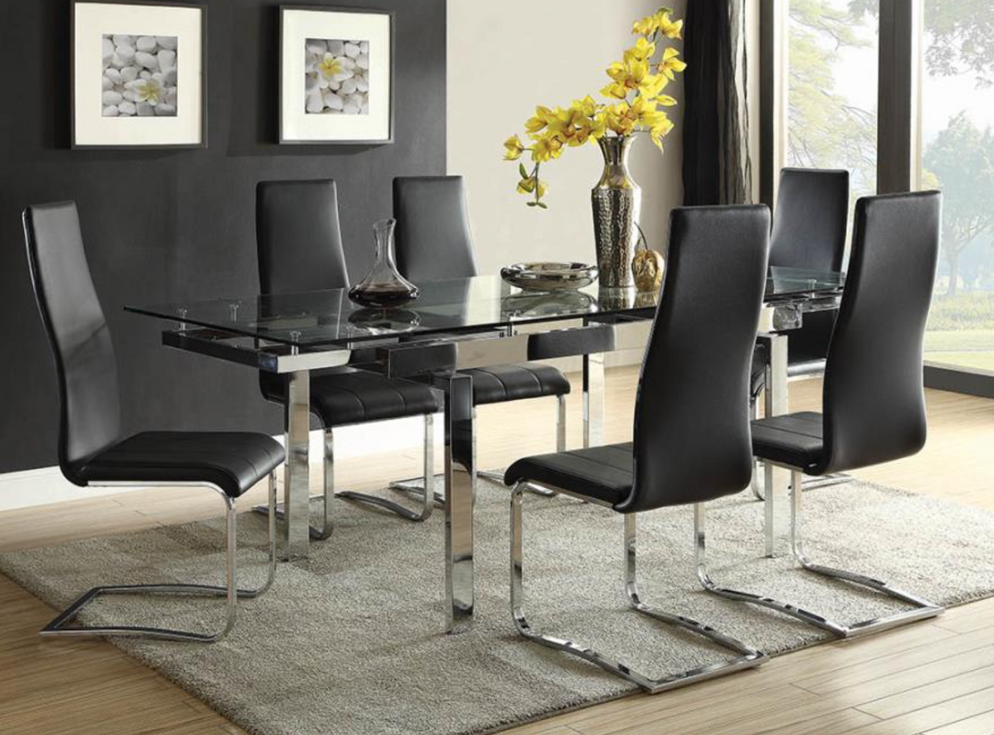 Anges High Back Dining Chair  Chrome