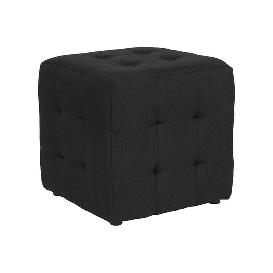 Avendale Tufted Upholstered Ottoman Pouf in Black Fabric