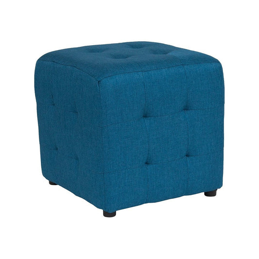 Avendale Tufted Upholstered Ottoman Pouf in Blue Fabric
