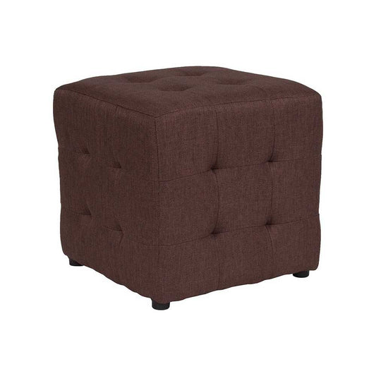 Avendale Tufted Upholstered Ottoman Pouf in Brown Fabric
