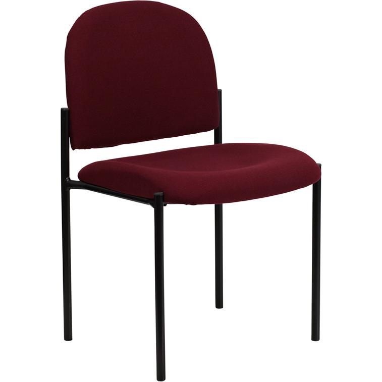 Comfort Burgundy Fabric Stackable Steel Side Reception Chair