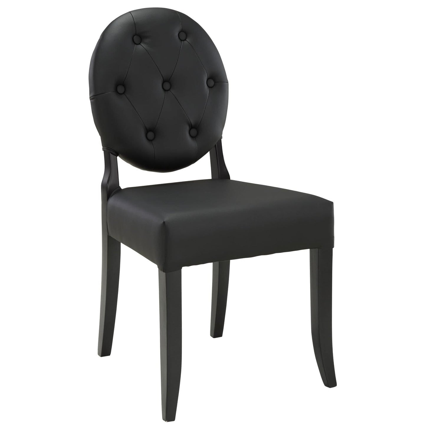 Button Dining Vinyl Side Chair Black