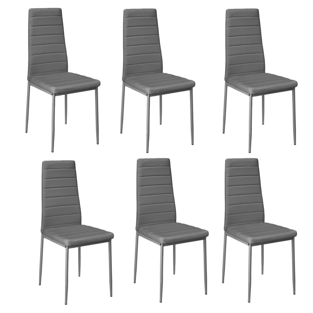 92cm Height Upholstered Leather DINING CHAIR Set of 6 Dining Chairs Living and Home Grey