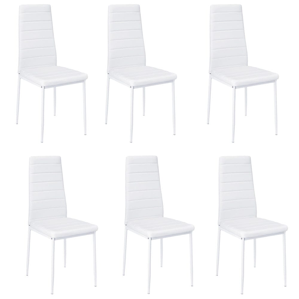 92cm Height Upholstered Leather DINING CHAIR Set of 6 Dining Chairs Living and Home White